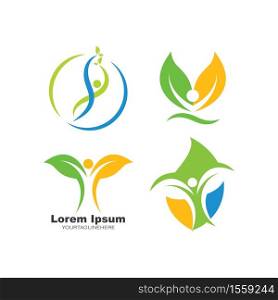 Healthy Life people leaf Logo vector icon concept design