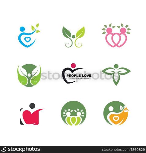 Healthy Life people leaf vector icon concept design
