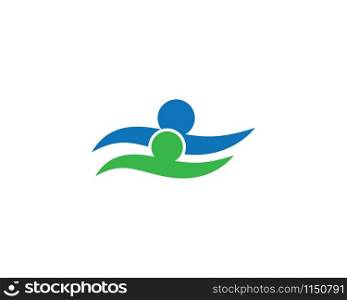 Healthy life people swimming logo vector