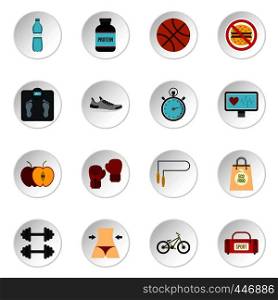 Healthy life set icons in flat style isolated on white background. Healthy life set flat icons