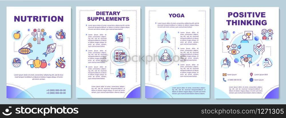 Healthy lifestyle brochure template. Complementary medicine flyer, booklet, leaflet print, cover design with linear icons. Vector layouts for magazines, annual reports, advertising posters