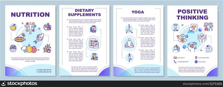 Healthy lifestyle brochure template. Complementary medicine flyer, booklet, leaflet print, cover design with linear icons. Vector layouts for magazines, annual reports, advertising posters