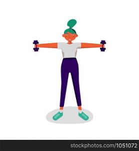 Healthy Lifestyle concept. Active Fitness Sport with Dumbbells. Modern Girl working out with dumbbells isolated icon.. Active Fitness Sport with Dumbbells. Girl working out with dumbbells isolated icon