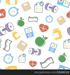 Healthy lifestyle elements background pattern vector illustration
