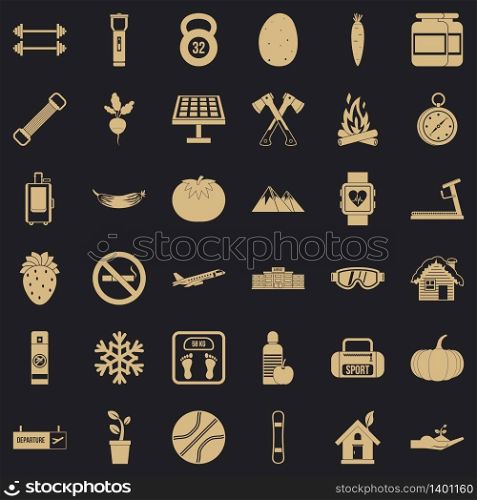 Healthy lifestyle icons set. Simple style of 36 healthy lifestyle vector icons for web for any design. Healthy lifestyle icons set, simple style