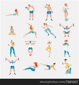 Healthy lifestyle icons set with fitness symbols flat isolated vector illustration
