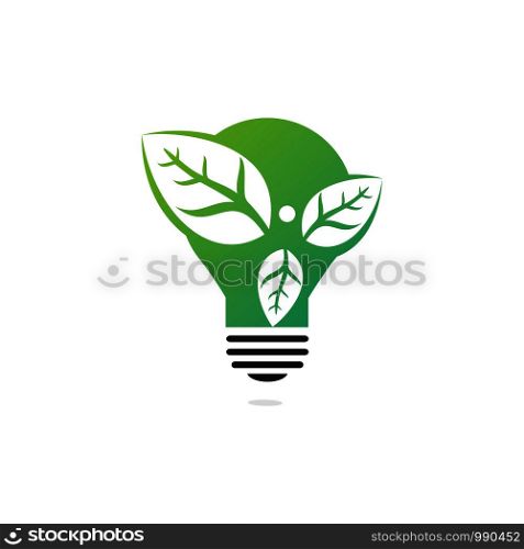 Healthy man and leaves Bulb shape figure vector logo design. Ecological and biological product concept sign. Ecology symbol. Human character and bulb icon. Logo for spa, healthy, nature and etc.
