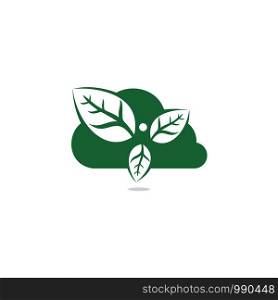 Healthy man and leaves cloud shape figure vector logo design. Ecological and biological product concept sign. Ecology symbol. Human character icon. Logo for spa, healthy, nature and etc.