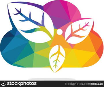 Healthy man and leaves cloud shape figure vector logo design. Ecological and biological product concept sign. Ecology symbol. Human character icon. Logo for spa, healthy, nature and etc.