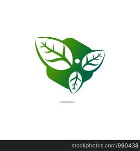 Healthy man and leaves figure vector logo design. Ecological and biological product concept sign. Ecology symbol. Human character icon. Logo for spa, healthy, nature and etc.
