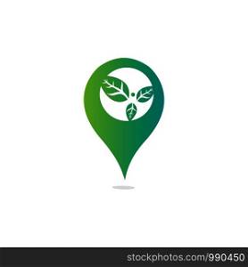Healthy man and leaves GPS shape figure vector logo design. Ecological and biological product concept sign. Beauty place symbol. Human character and gps icon. Logo for spa, healthy, nature and etc.