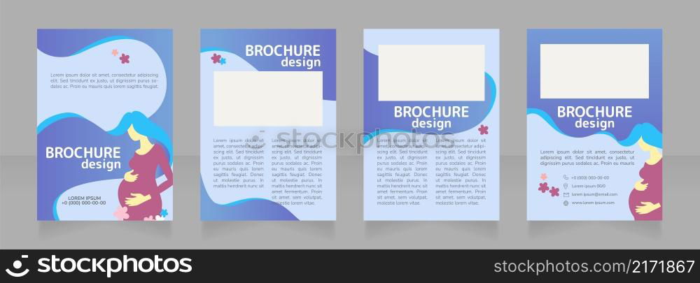 Healthy maternity blank brochure design. Template set with copy space for text. Premade corporate reports collection. Editable 4 paper pages. Rounded Mplus 1c Bold, Nunito Light fonts used. Healthy maternity blank brochure design