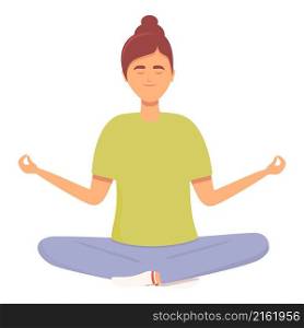 Healthy meditation icon cartoon vector. Woman relax. Zen calm. Healthy meditation icon cartoon vector. Woman relax