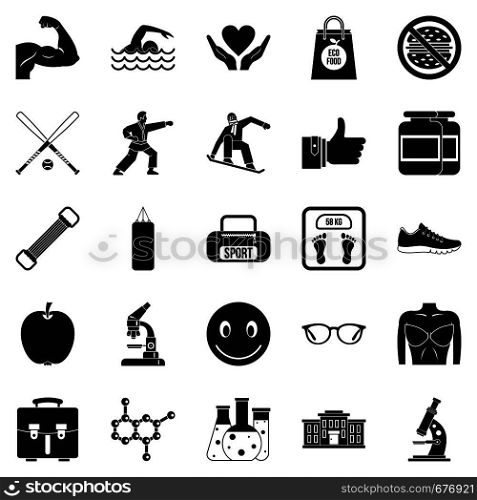 Healthy nation icons set. Simple set of 25 healthy nation vector icons for web isolated on white background. Healthy nation icons set, simple style