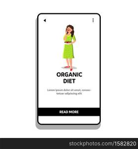 Healthy Organic Diet Nutrition Eating Woman Vector. Young Girl Eat Organic Diet Food Dessert Fresh Ripe Strawberry Berries. Character Lady With Dietary Freshness Snack Web Flat Cartoon Illustration. Healthy Organic Diet Nutrition Eating Woman Vector