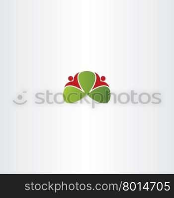 healthy people around green leaves logo vector icon design