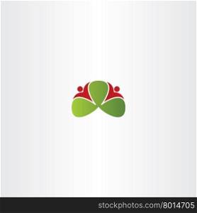 healthy people around green leaves logo vector icon design