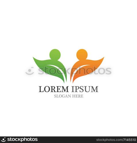 Healthy People Logo natural leaf vector