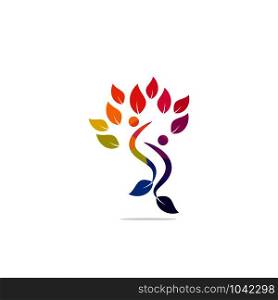 Healthy people vector logo design. People tree eco and bio icon human character icon nature care symbol.
