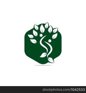 Healthy people vector logo design. People tree eco and bio icon human character icon nature care symbol.