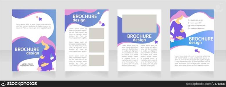 Healthy pregnancy blank brochure design. Template set with copy space for text. Premade corporate reports collection. Editable 4 paper pages. Rounded Mplus 1c Bold, Nunito Light fonts used. Healthy pregnancy blank brochure design