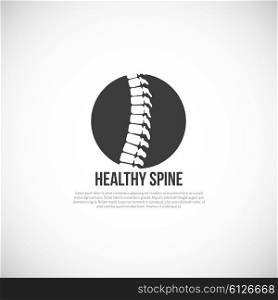 Healthy Spine Logo Template. Healthy spine logo template with white vertebral column in black circle on white background flat vector illustration