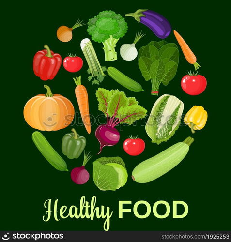 Healthy vegetables and vegetarian food banners Fresh organic food, healthy eating . illustration in flat style. Healthy vegetables and vegetarian food