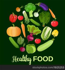 Healthy vegetables and vegetarian food banners Fresh organic food, healthy eating . illustration in flat style. Healthy vegetables and vegetarian food