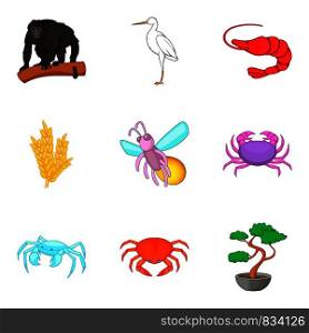 Healthy world icons set. Cartoon set of 9 healthy world vector icons for web isolated on white background. Healthy world icons set, cartoon style