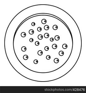 Heap of pepper peppercorns on a plate icon. Outline illustration of heap of pepper peppercorns on a plate vector icon for web. Heap of pepper peppercorns on a plate icon