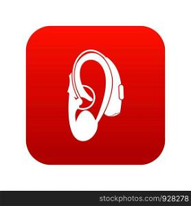 Hearing aid icon digital red for any design isolated on white vector illustration. Hearing aid icon digital red