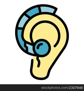 Hearing aid icon. Outline hearing aid vector icon color flat isolated. Hearing aid icon color outline vector