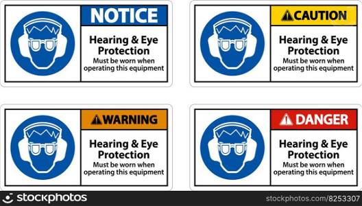 Hearing and Eye Protection Sign On White Background