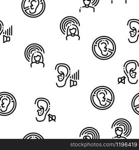 Hearing Human Sense Seamless Pattern Vector Thin Line. Illustrations. Hearing Human Sense Seamless Pattern Vector