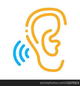Hears Sound Icon Vector. Outline Hears Sound Sign. Isolated Contour Symbol Illustration. Hears Sound Icon Vector Outline Illustration