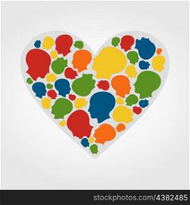 Heart a head. Heart collected from goals of the person. A vector illustration the grey