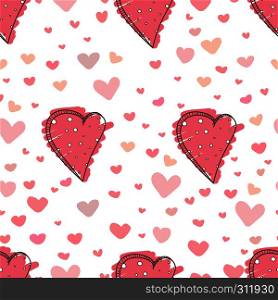 Heart abstract pattern background, Love doodle style pattern, Vector illustration.