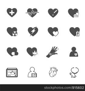 Heart and Health care icon vector set. Medical and Rescue concept