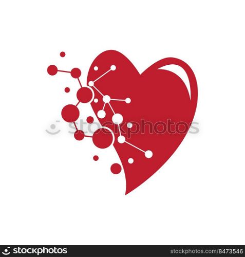 Heart and molecule logo illustration flat design