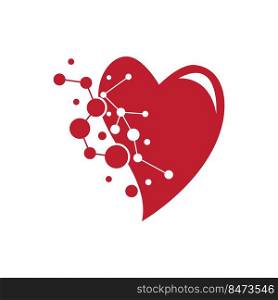 Heart and molecule logo illustration flat design