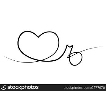 Heart and Note in one line in color in black and white