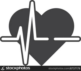 heart and pulse illustration in minimal style isolated on background