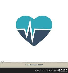 Heart and Pulse - W Letter Logo Template Illustration Design. Vector EPS 10.