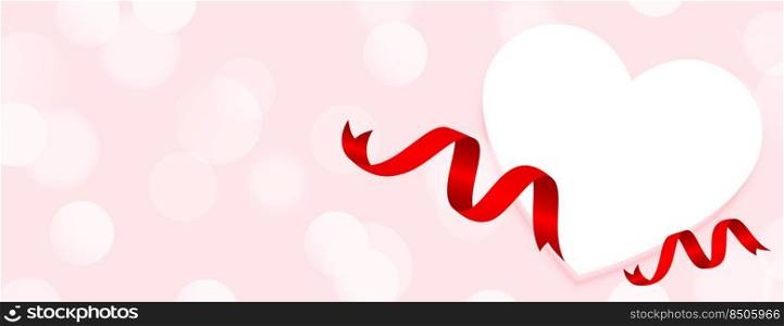 heart and ribbon valentines day celebration banner design
