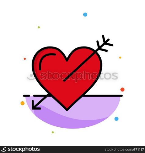 Heart, Arrow, Holidays, Love, Valentine Abstract Flat Color Icon Template