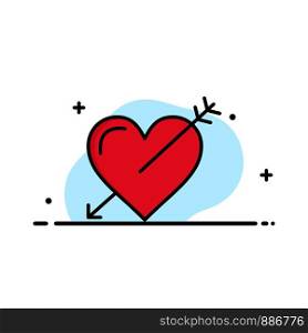 Heart, Arrow, Holidays, Love, Valentine Business Logo Template. Flat Color