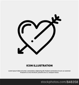 Heart, Arrow, Holidays, Love, Valentine Line Icon Vector