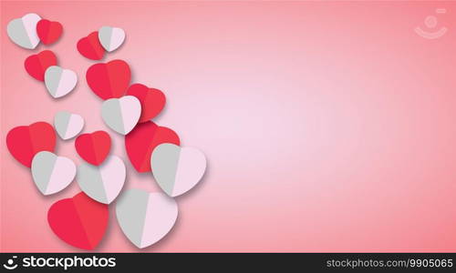 Heart art paper design for valentine’s day background. vector design illustration