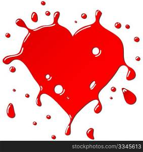 Heart as red drops form. Vector illustration for your design.