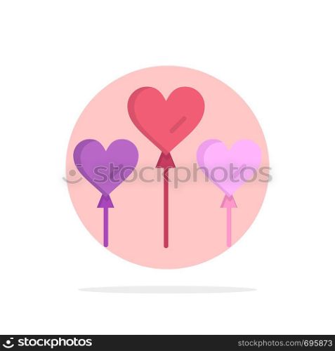 Heart, Balloon, Love Abstract Circle Background Flat color Icon